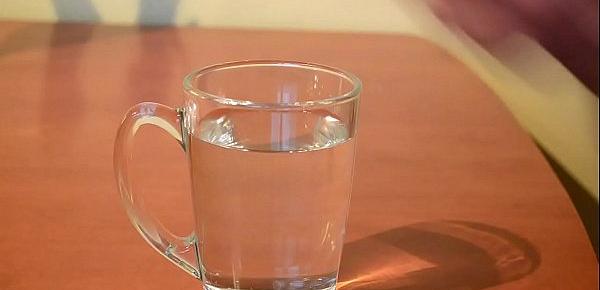 Cumming into glass of water